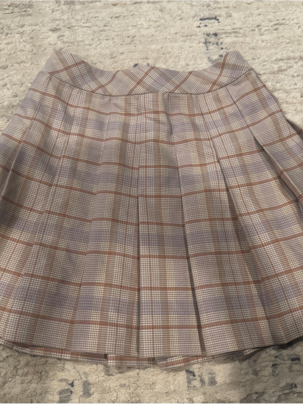 Aritzia Sun-Deh 00 Plaid Pleated Skater Skirt in Beige and Light Blue